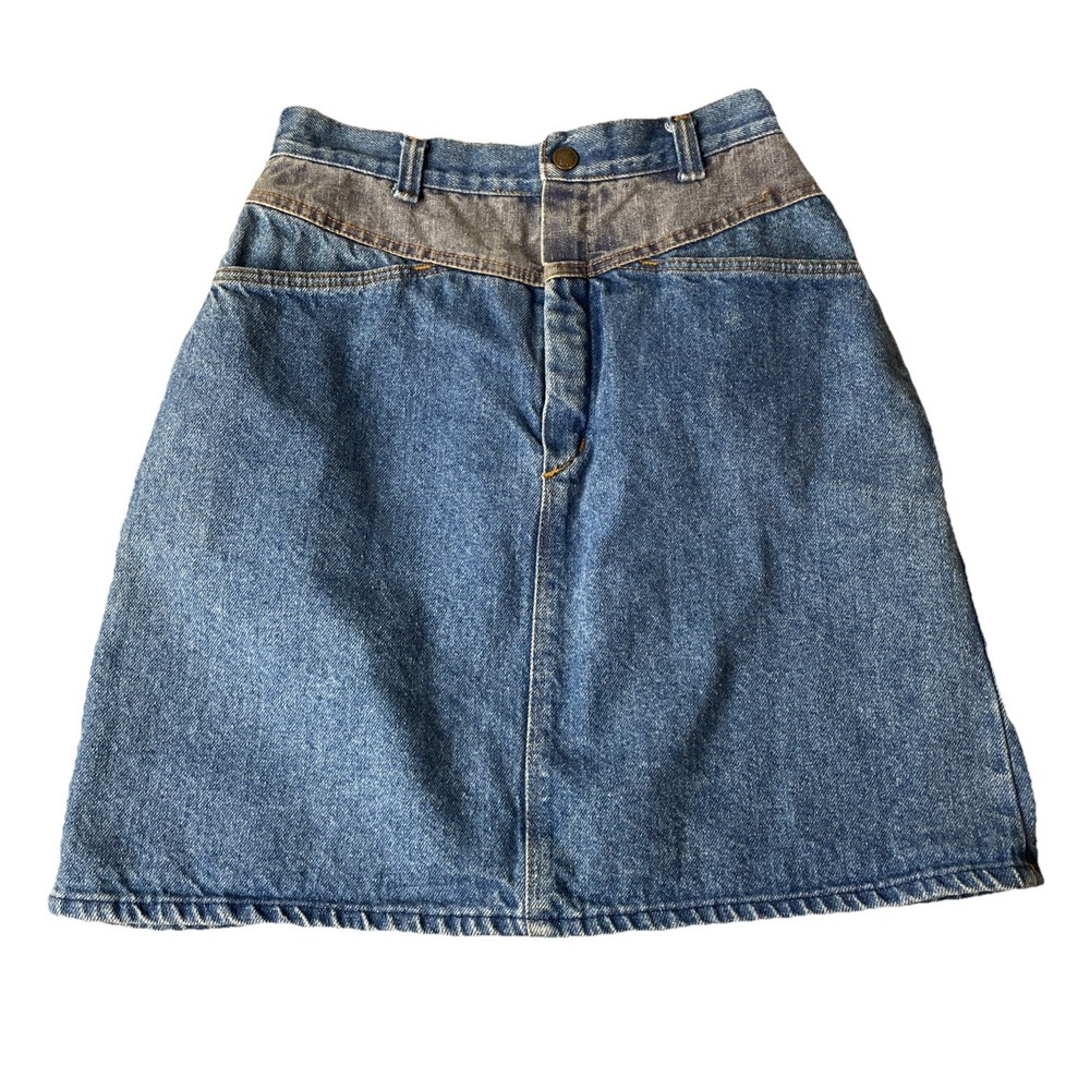 Stuffed Shirt Womens 7 Denim Mini Skirt Blue Two Tone Vintage Made in USA‎ 80S